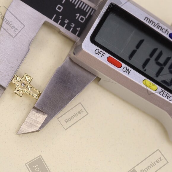 14K Yellow Gold Cross Earrings Religious Dangle Textured Design Fine Jewelry. - Picture 7 of 7